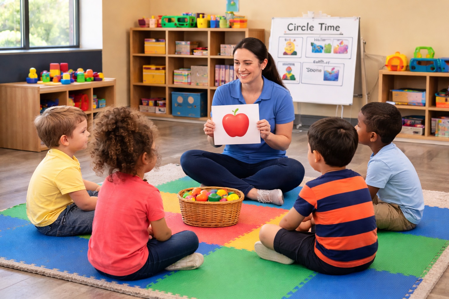 Children in structured circle time