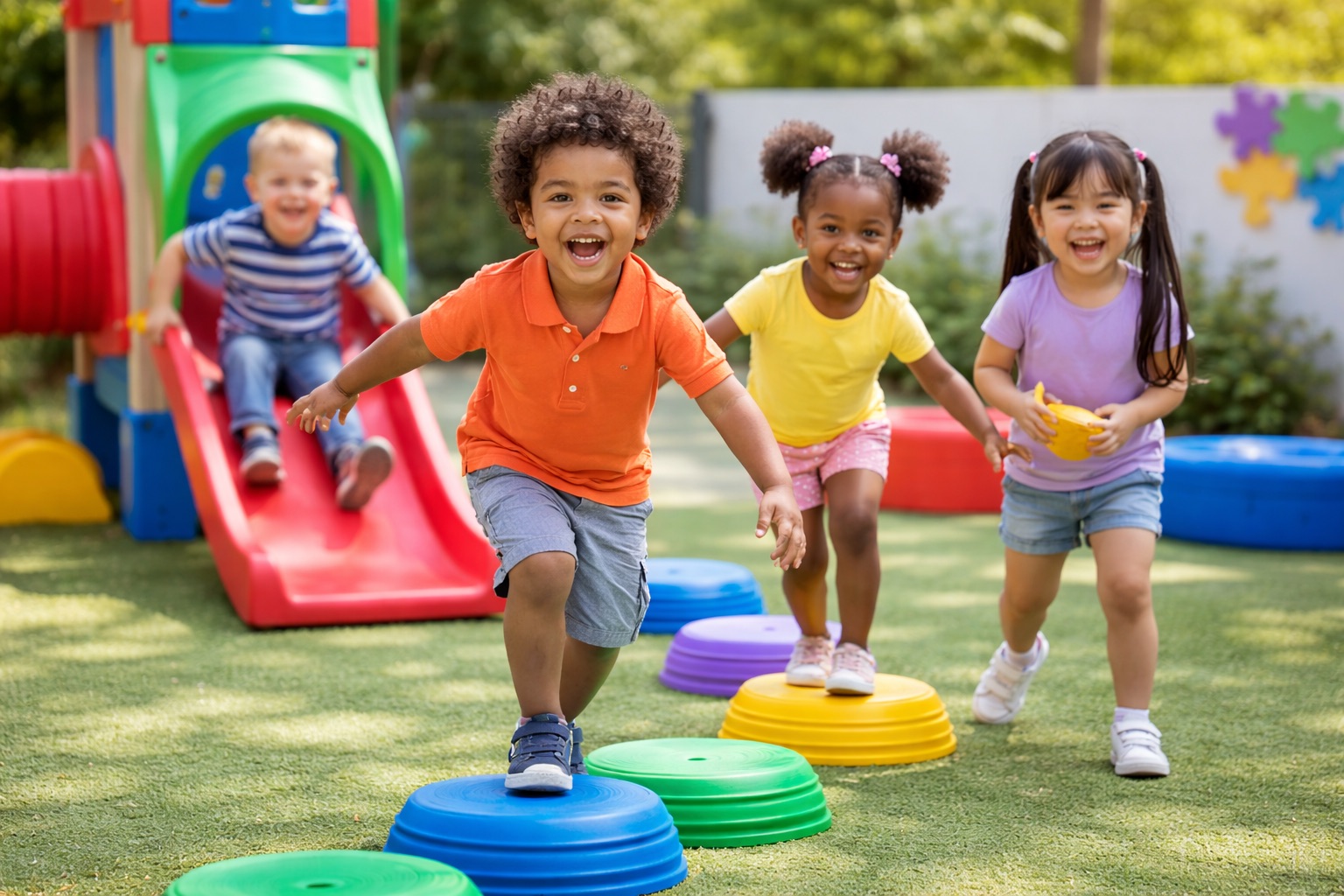 Children engaged in outdoor play